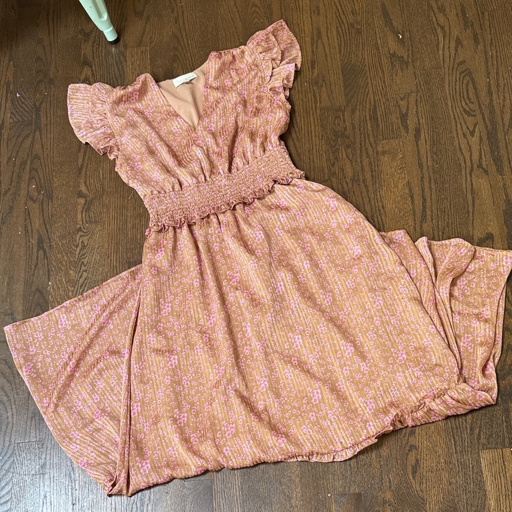 pleated print maxi dress   Large - Picture 3 of 7